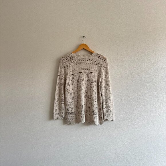 Vintage Crochet Knit Tie Front Cardigan XL - Picture 3 of 3